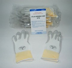 ATLAS 370 SHOWA WORK GLOVES NITRILE RUBBER PALMS – 12 PAIR – SMALL / WHITE