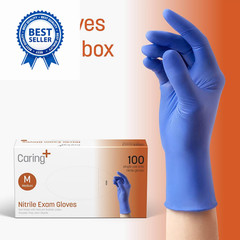 Caring Nitrile Exam Gloves Medium (Pack of 100), 100)