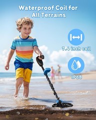 Metal Detector for Kids, Waterproof Kids Metal Detector, 7.4 Inch Search Coil wi