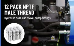 12 Pack 3/8″ I.D. Hose x 3/8″ NPTF Male Hydraulic Hose End Crimp Fittings A+++