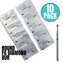 10 PACK: Dental Diamond Round Burs, FG (friction grip), Multi-Use, High Quality