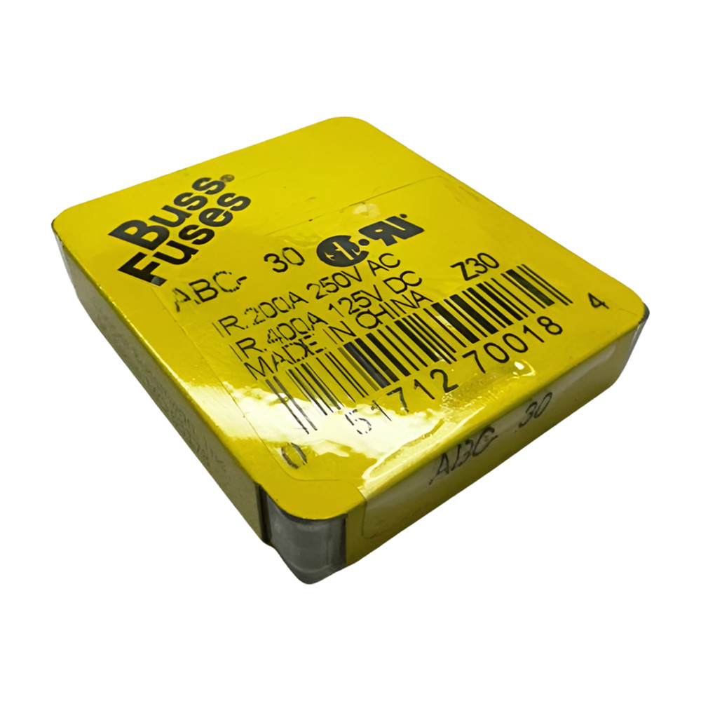 (Box of 5) Bussmann ABC-30 Fuse, 30A, IR 200A 250VAC, IR 400A 125VAC
