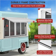 Concession Stand Serving Window Food Truck Service Awning With 4 Screen Windows