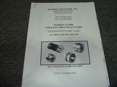 Bardons & Oliver TURRET LATHE COLLETS & COLLET PADS Replacement Parts Catalog