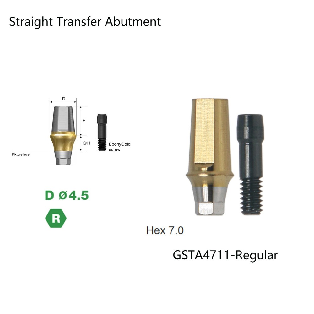 US Titanium straight abutment 7.0mm H compatible DIO UF II Platform Hex Regular