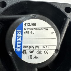 412JHH EBM PAPST Axial Fan 12VDC 0.27A 3.3W 13000RPM 40*40*25mm 11″