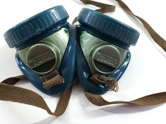 Vintage Oxweld Green Plastic Welding Safety Goggles Glass Lenses Steampunk