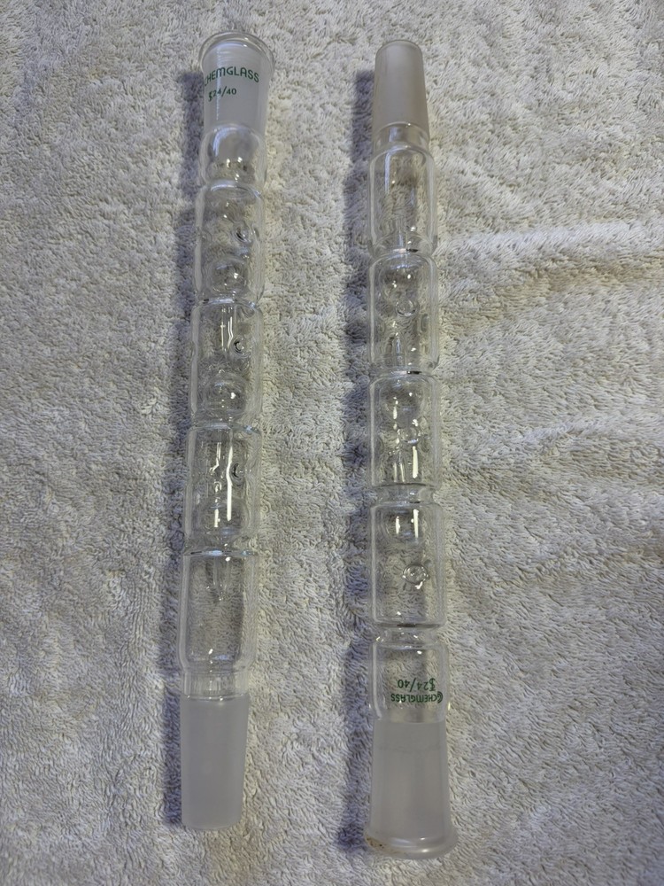 CHEMGLASS CG-1304 Glass Snyder 3-Ball Distillation Column 24/40 Evaporation