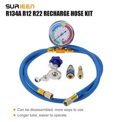 R134A R12 R22 Refrigerant Charging Hose with Gauge, 51” AC Refrigerant Recharge