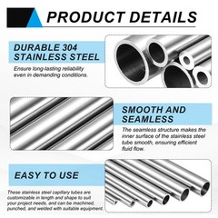 4pcs Stainless Steel Capillary Tube 5.65mm ID 6.35mm OD 300mm Long 0.35mm Wall