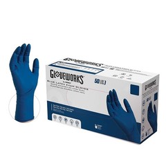 AMMEX GLOVEPLUS HD Blue Latex Gloves, of 50, 13 mil, Size XLarge, , Textured,…
