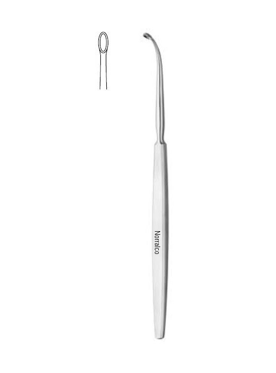 Frontal Sinus Curette, 7″, Angled 45 Degree, Oblong Cup, 3mm x 5mm, Premium