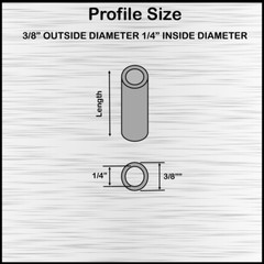 New Mild Steel Spacer Bushing 3/8″ OD x 1/4″ ID–Fits M6 or 1/4″ bolts