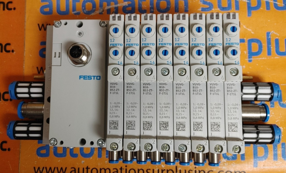 FESTO VTUG-10-VRPT-B1T-Q8-U-Q4S-4JTS4J 8-SLOT TERMINAL MANIFOLD NEW!! READ!!