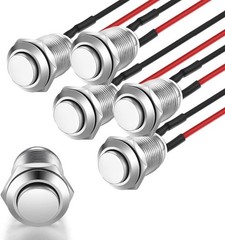 Waterproof Push Button Switch 5pcs 12mm Metal Momentary ON OFF High Head