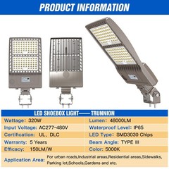 Commercial Led Parking Lot Area Lighting 320W 48000LM Street Shoebox Lights IP65