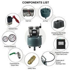40L Portátil Compresor de aire silencioso médico dental libre de aceite 800W