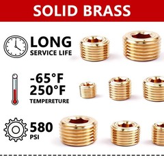 20PCS 1/4″ 1/8″ 3/8″ 1/2″ NPT Male Pipe Plug Brass Internal Kit-20pcs, Yellow