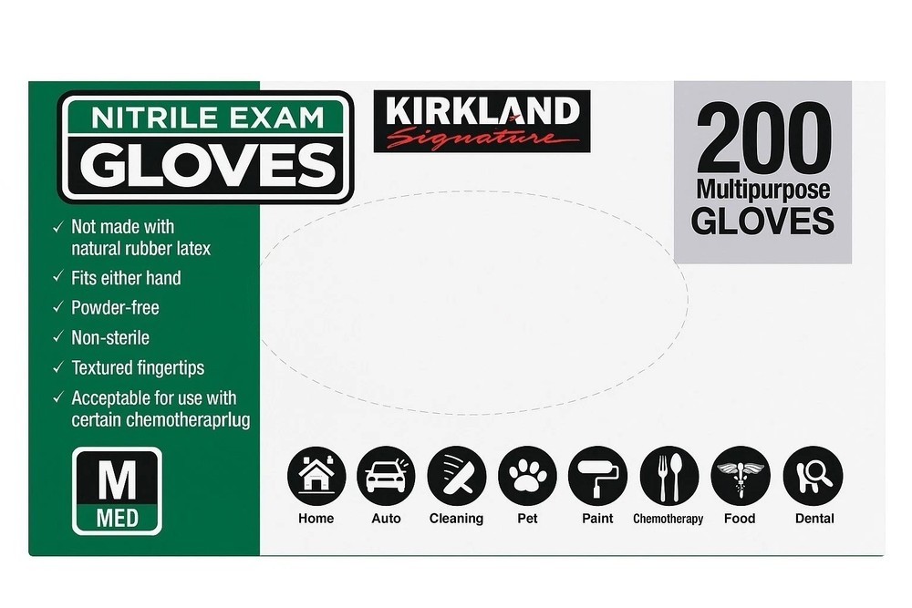 Kirkland Signature Nitrile Exam Gloves Powder Free 200 Count Size Medium