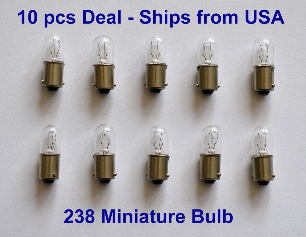 Lot of 10 – 238 Miniature Indicator Light Bulb 6.3V Volt 0.5A Amp ships from US