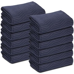 24 Pack Moving Blankets 80″ x 72″ Pro Economy Blue/Black Shipping Furniture Pads