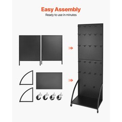 Pegboard Display Stand with 30 Hooks Pegboard Panels Display with a Plate Black