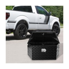BLACKHORSE-RACING 39inch Aluminum Trailer Tongue Box with Lock & Keys, Stripe…