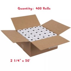 BPA Free Thermal POS Receipt Paper 2 1/4″x50′ – 400 Rolls/Case, Oil Resistant