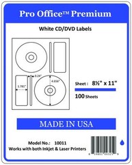 Wing OFFICE Premium Media CD/DVD Labels Matte Memorex Core Self Adhesive 4 5/8″