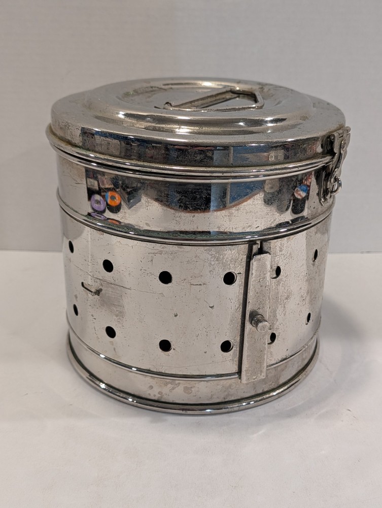Vintage Industrial Medical Sterilizer Drum – Antique Surgical Autoclave Canister