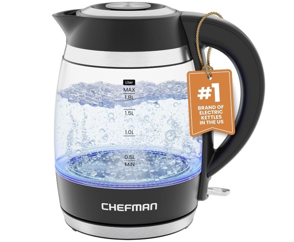 CHEFMAN FAST-BOIL 1.8L ELECTRIC HOT WATER KETTLE RAPID HEAT 1500W NEW FREE SHIP