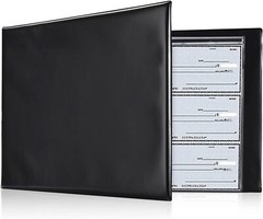 Durable Black Storage Binder For Business Checks Ledgers 200 Sheets Pu Leather
