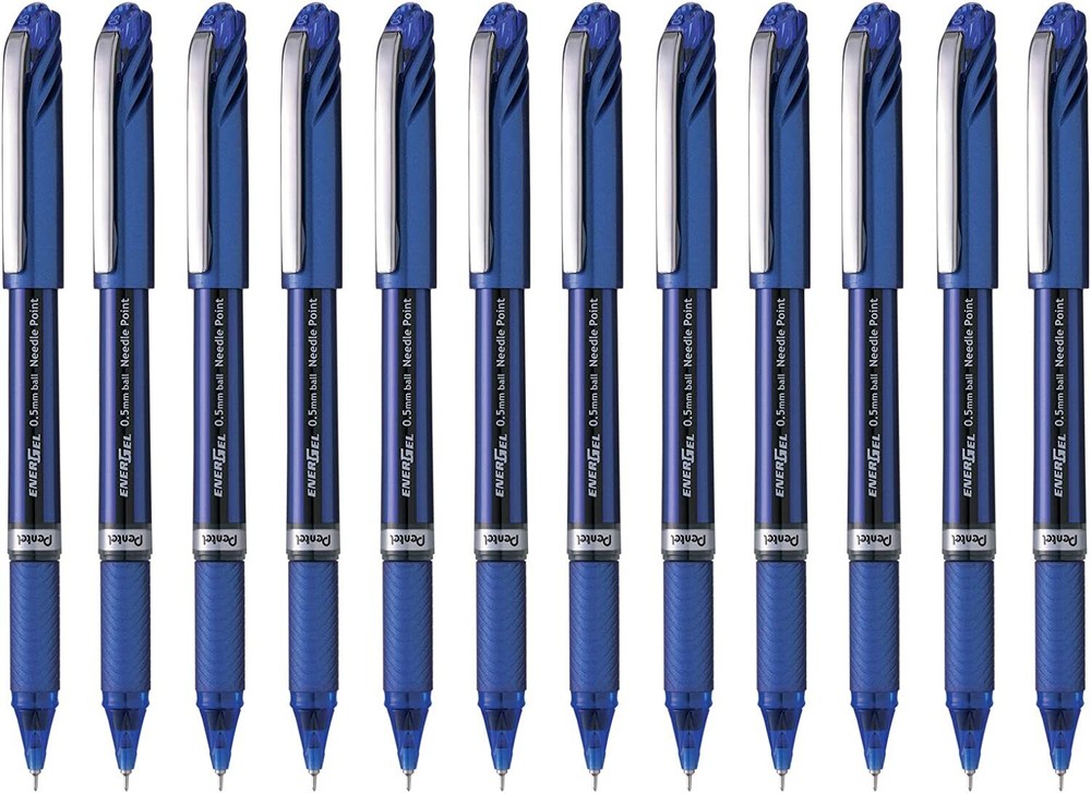 Pentel EnerGel NV Liquid Gel Pen, (0.5mm) Needle Tip, Blue Ink, Dozen (BLN25-C)