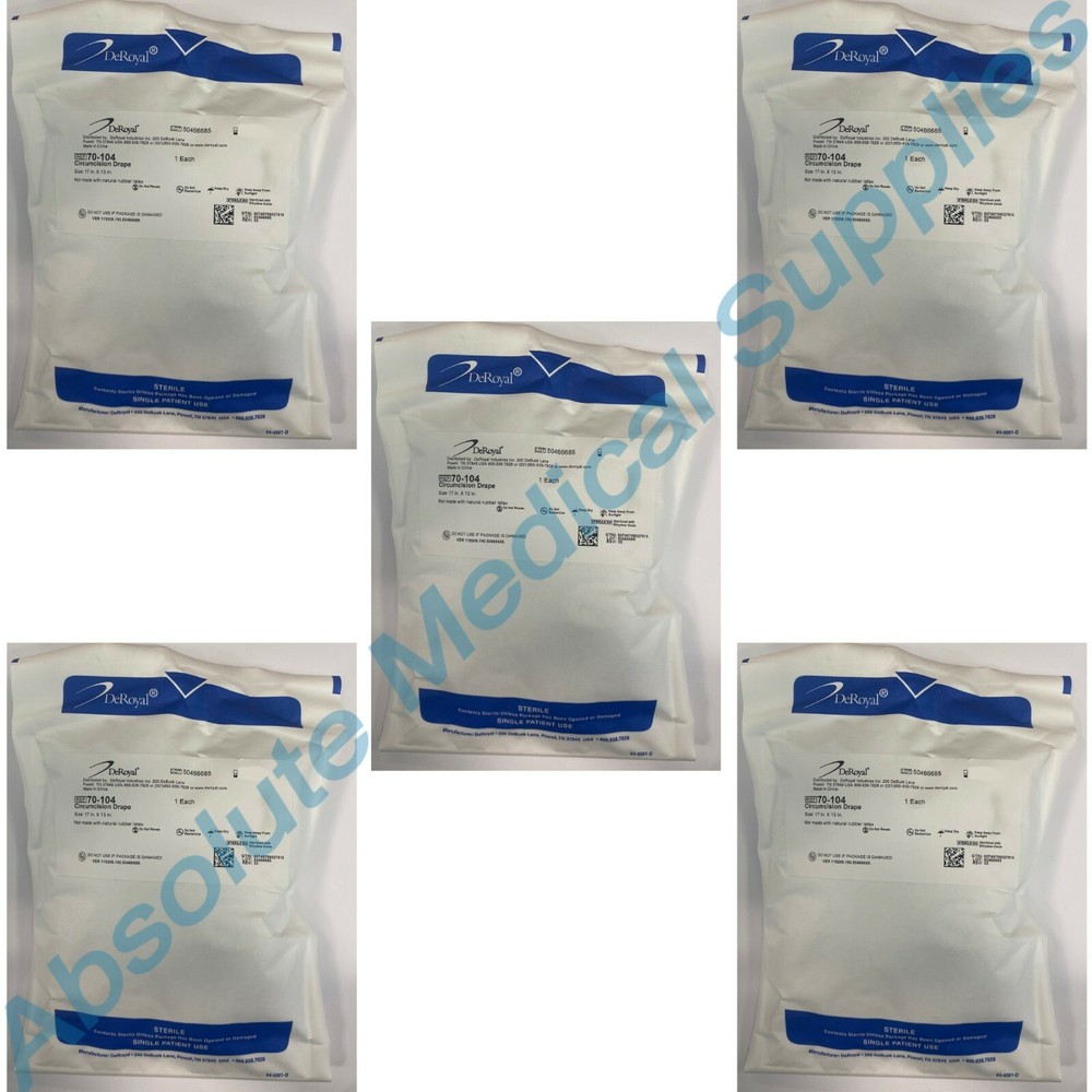 *5-Pack* DeRoyal Circumcision Drape 17″ X 13″ Sterile 70-104