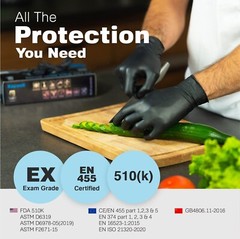 Heavy Duty Nitrile Disposable Gloves Latex Free | 6.5 Mil Black X-Large 100 pcs