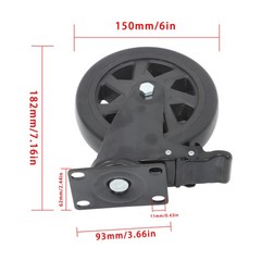 4Pcs Heavy Duty Casters Black 6″ W/ Brake 360° steering With 2× Hardware Kits