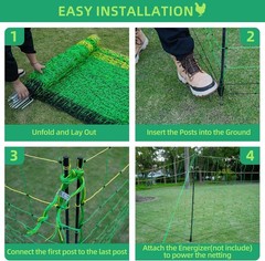 Farm Electric Poultry Netting Fence, 47.5″ H x 164′ L for Chickens, Ducks, Geese