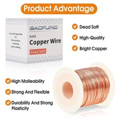 99.9% Soft Copper Wire, 20 Gauge/ 0.8 mm Diameter, 328 Feet / 100m, 1 Pound S…