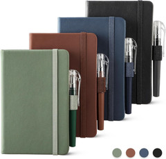 4 Pack Small Notebook Pocket Notebook, A6 Mini Leather Hardcover Journal, 3.7″ X