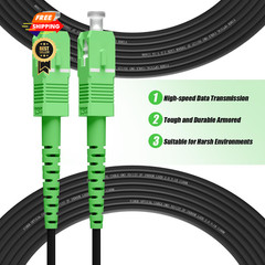 Fibergaga-15M(50ft) SCA to Outdoor Fiber Optic Cable, 15 meters, Black