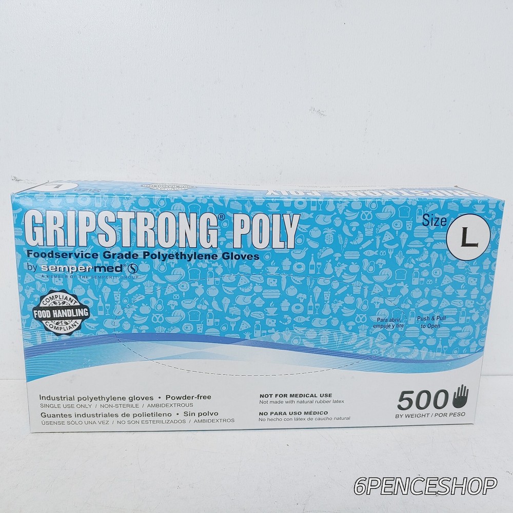 SemperMed GSPE504 Single Box Foodservice Grade Polyethylene Gloves Size L