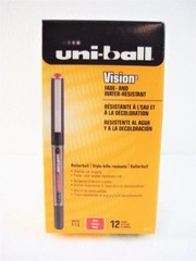 Uni-ball Onyx RED INK Fine Point Roller Ball Pen, One Dozen 12-Pens, New (60117)
