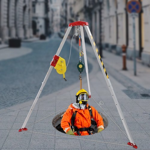 Safety Confined Space Tripod Adjustable 5.2-8ft Legs Rescue Tripod 2600lb Winch