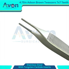 4.75″ Adson Brown Thumb Forceps with Tungsten Carbide Insert Jaws, 7×7, Premium