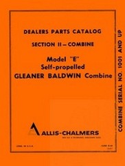 Allis Chalmers E Gleaner Baldwin Combine Parts Manual