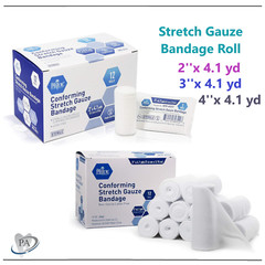 Stretch Gauze Bandage Roll –  Sterile – 2″, 3″, 4″ x 4.1 Yards, Latex Free, USA
