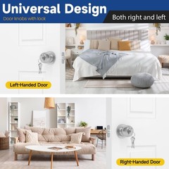 6 Pack Keyed Entry Door Knob with Lock and Key, Exterior and Interior Door Kn…