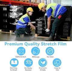 Shrink Wrap Pallet Wrap 18″ x 1500FT 80 Gauge Hand Stretch Plastic Film (4 Roll)