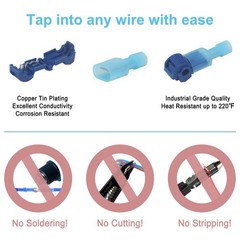 60 Pcs/30 Pairs Quick Splice Wire Terminals T-Tap Red, Blue, Yellow