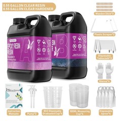 Puduo Epoxy Resin Kit 1.1Gallon，Newly Formulated Crystal 1.1 GALLON, Clear